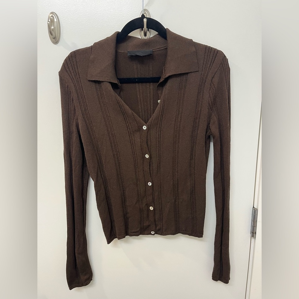 Zara Chocolate Brown Button-Down Shirt